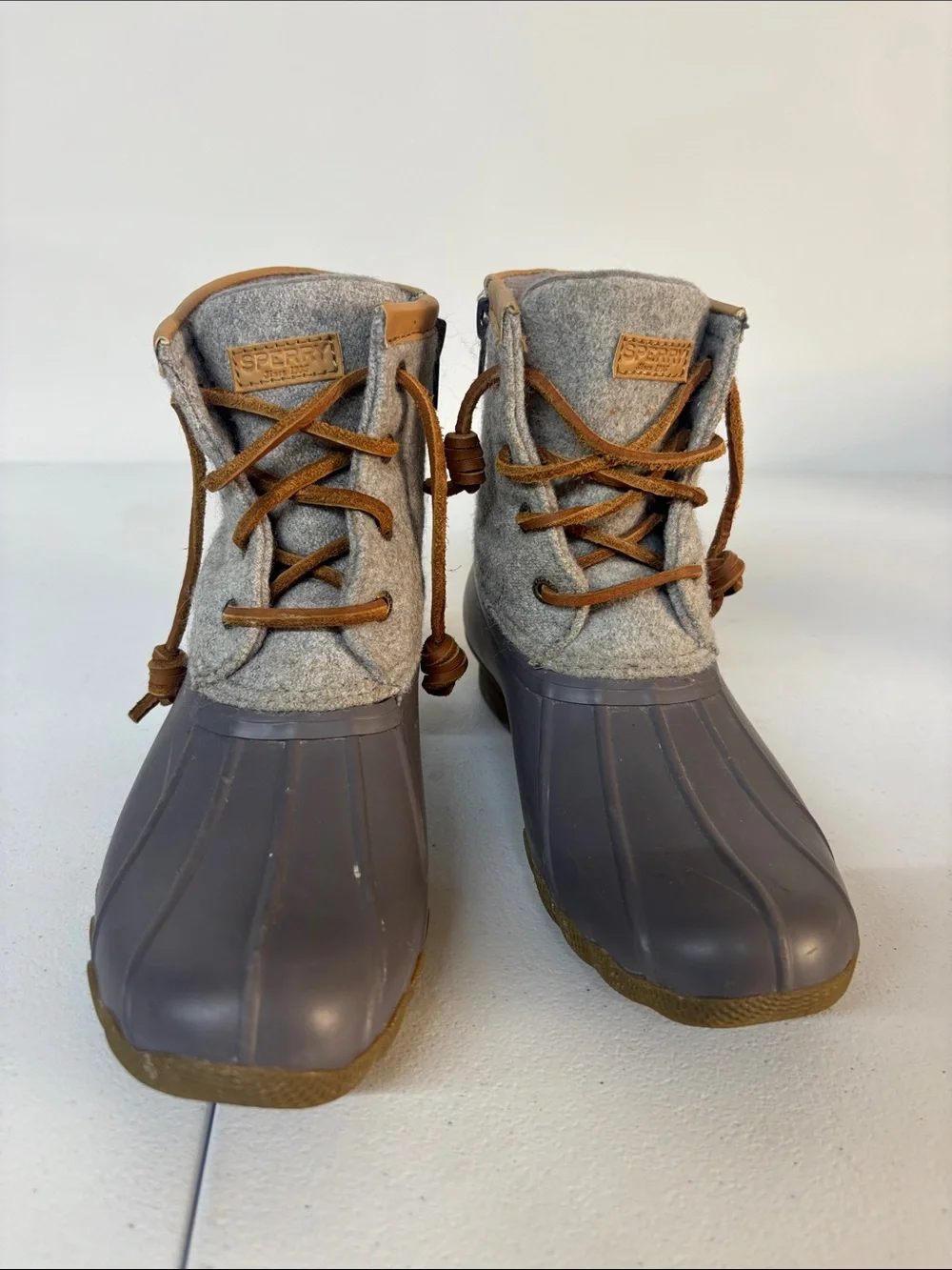 Sperry Kids Gray and Tan Waterproof Duck Boots
